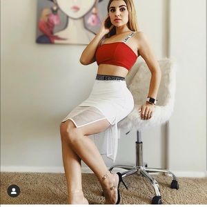 Guess skirt and red crop top